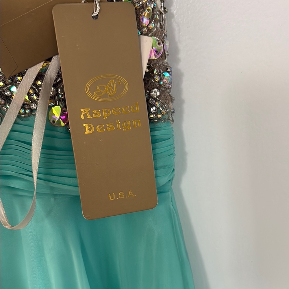 NEW Aspeed Teal and Silver Embellished Maxi Dress - Picture 4 of 4